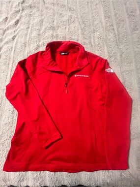 The North Face Red Grid Fleece Quarter Zip Pullover Women’s XXL
